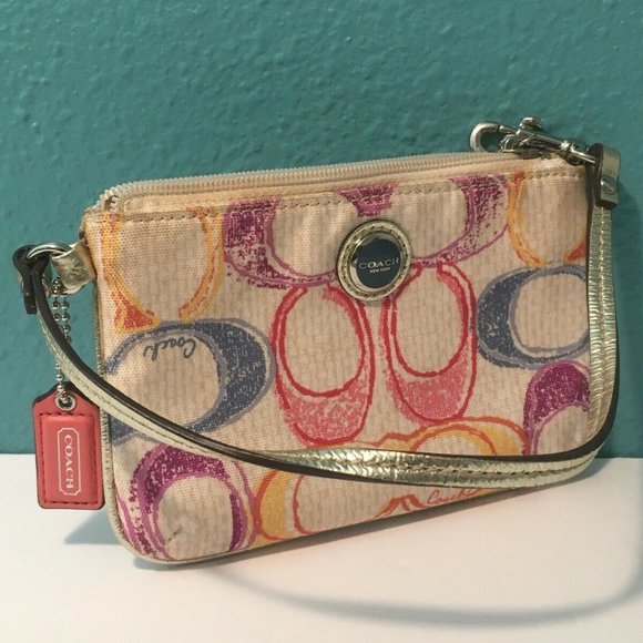 Coach Other - 🎭 Coach F40422 Hampton Signature Scribble Wristlet Wallet Clutch Pouch
